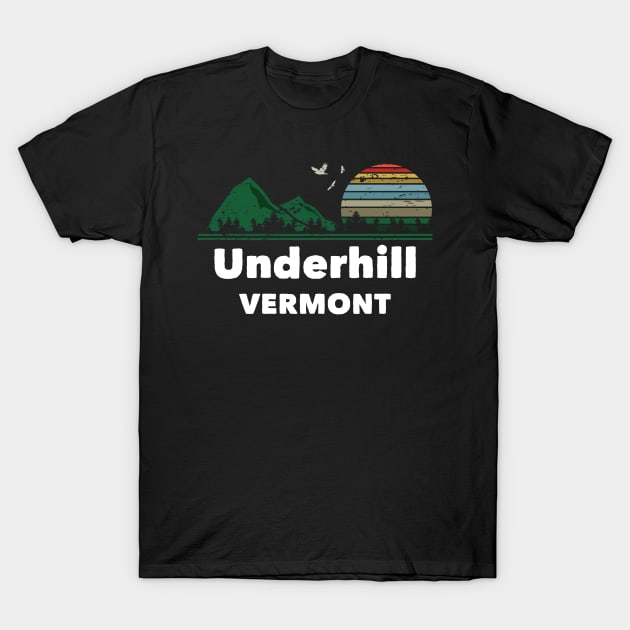 Mountain Sunset Flying Birds Outdoor Underhill Vermont T-Shirt by greenrepublicmerch